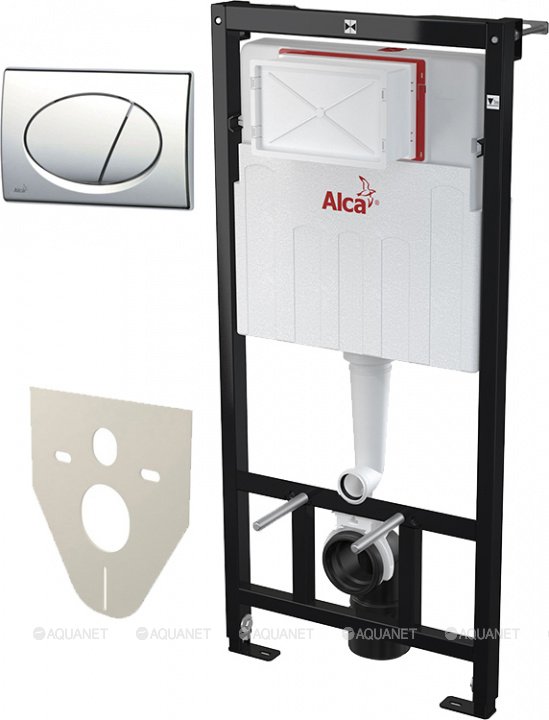 Инсталляция для унитаза ALCA PLAST Set с инсталляцией, кнопкой хром/глянец и шумоизоляцией AM101/112