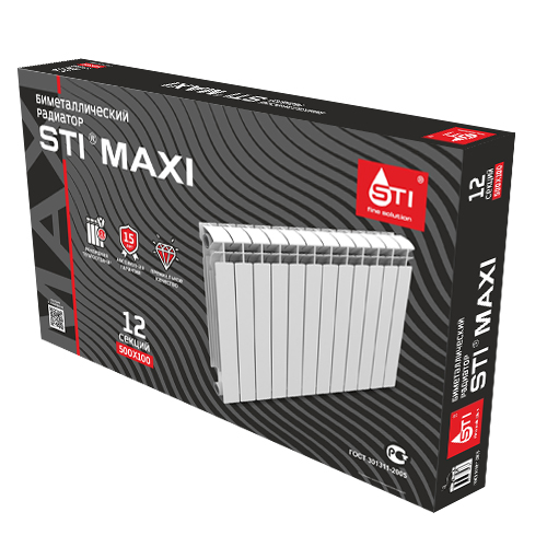 Радиатор биметаллический STI MAXI 500/100 (12 секц)