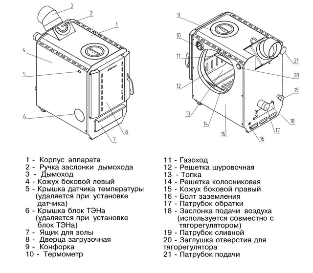 Твердотопливный котел BOX-10 АОТВ с отв. для тэна 2 " (без тягорегулятора)