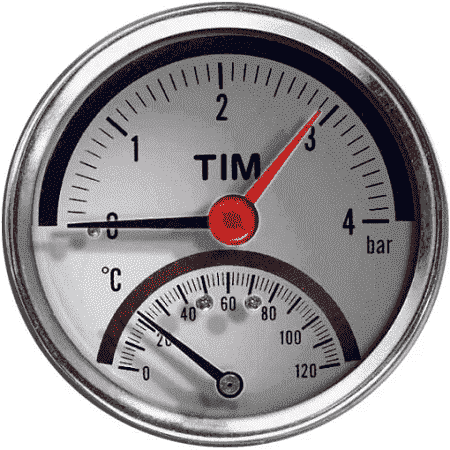 Термо-манометр аксиального подключения 1/2" - 4 бар Y-80T-4 TIM